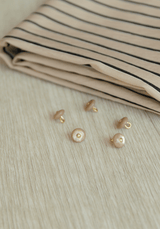 Tissu voile poly viscose à rayures Horizon – Marine / Beige & Encre - Maison Fauve