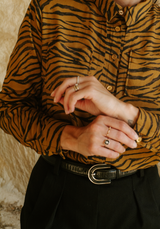 Tissu popeline de viscose imprimée Savage - Tigre Cumin ou Blanc Zèbre
