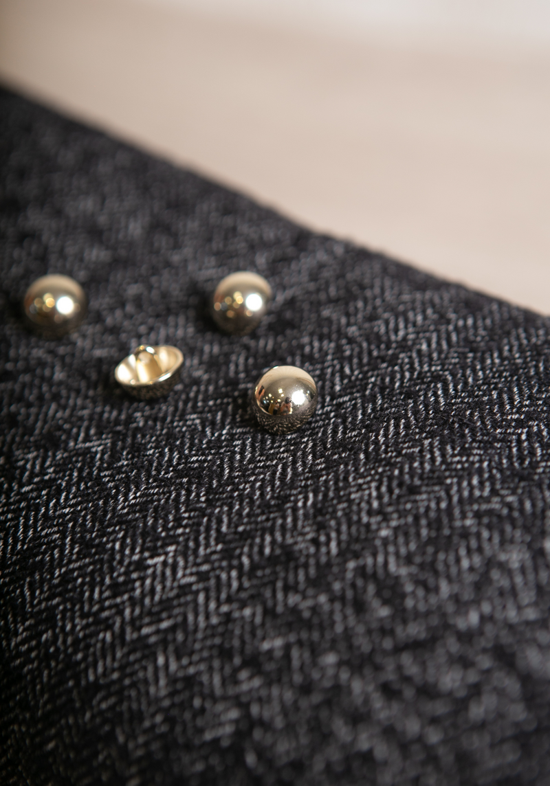 Tissu Tweed Chevrons en Laine - Noir