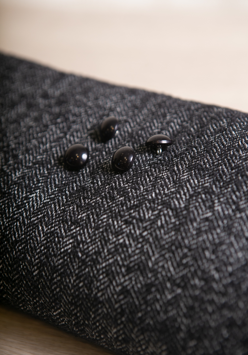 Tissu Tweed Chevrons en Laine - Noir