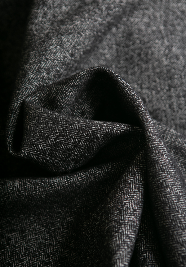 Tissu Tweed Chevrons en Laine - Noir