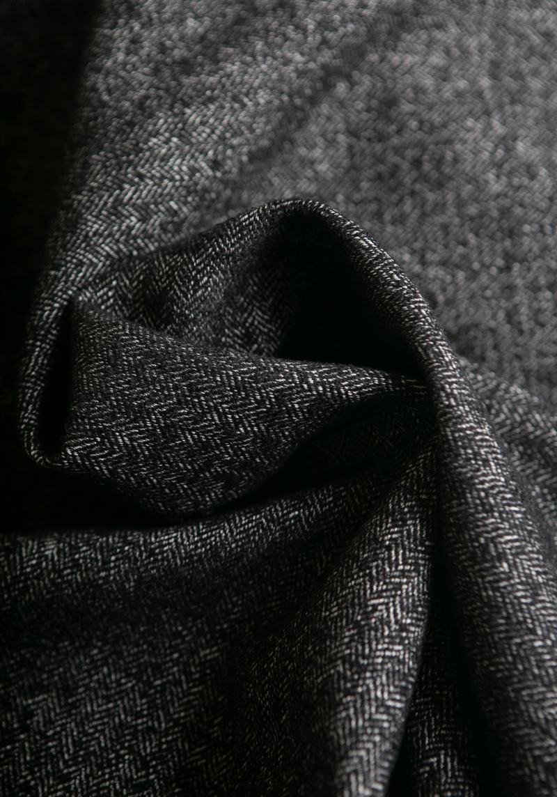 Tissu Tweed Chevrons en Laine - Noir