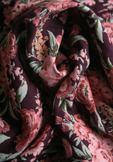 Tissu jacquard fleuri prune Deep Roses