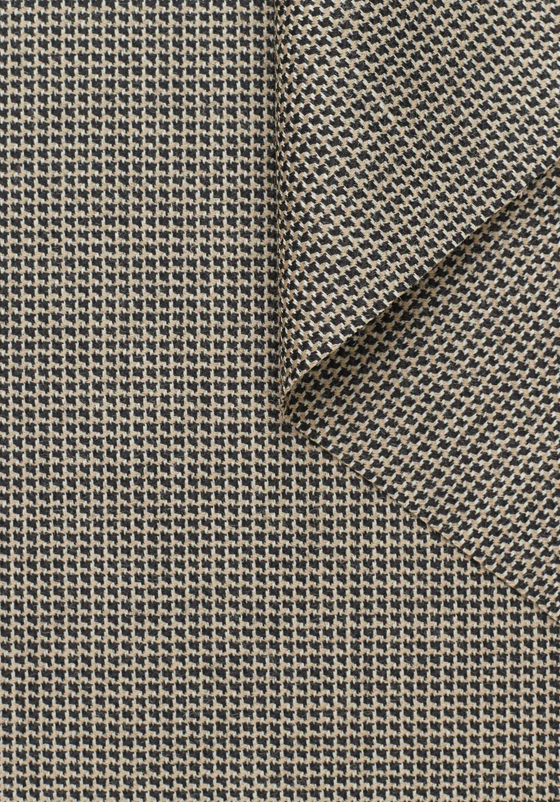 Tissu Tweed Natté de Laine – 100% Laine Vierge - Marron à Carreaux