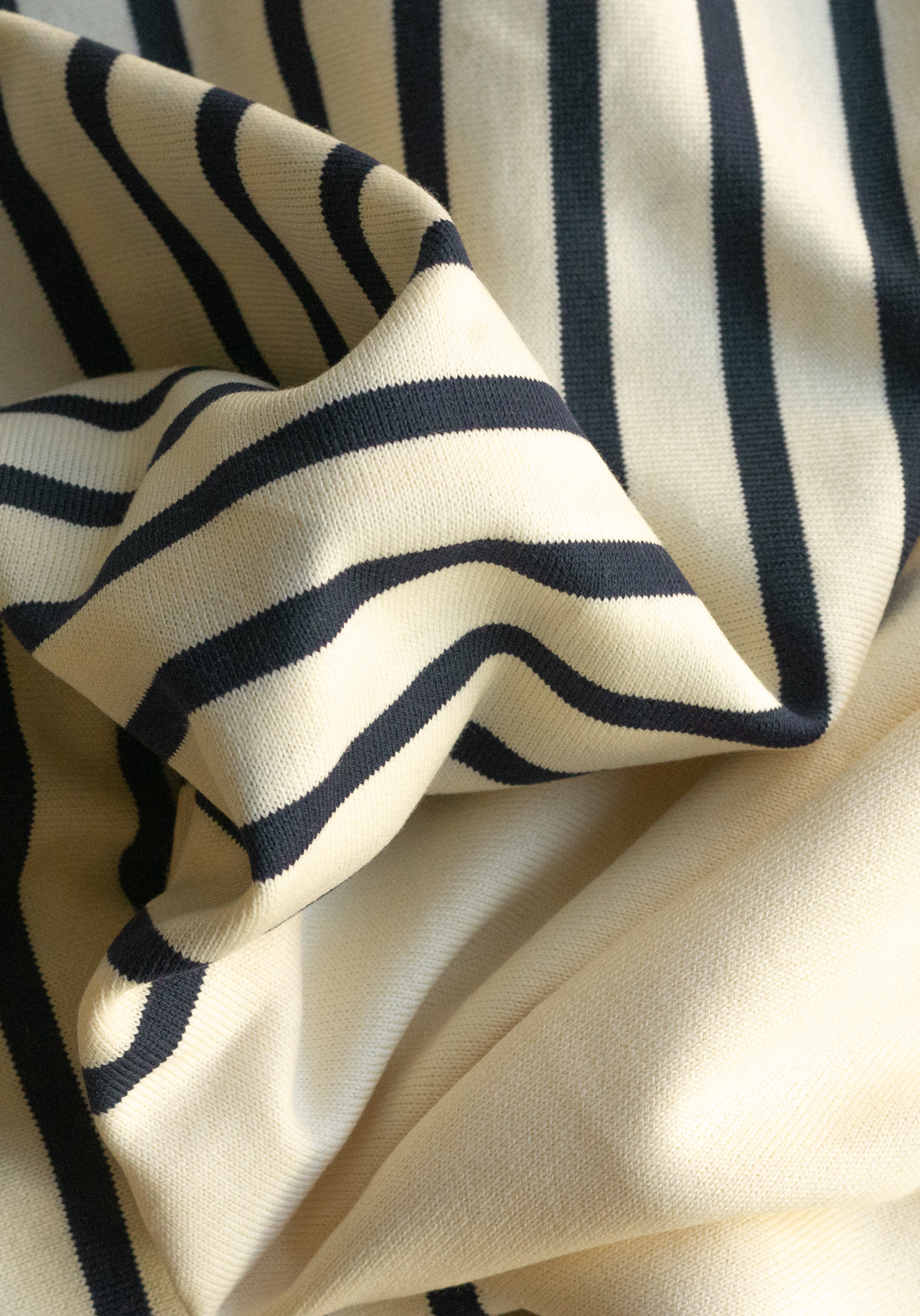 Striped Breton jersey fabric - 2 colors - Sold by the panel
