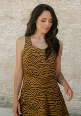 Tissu popeline de viscose imprimée Savage - Tigre Cumin ou Blanc Zèbre