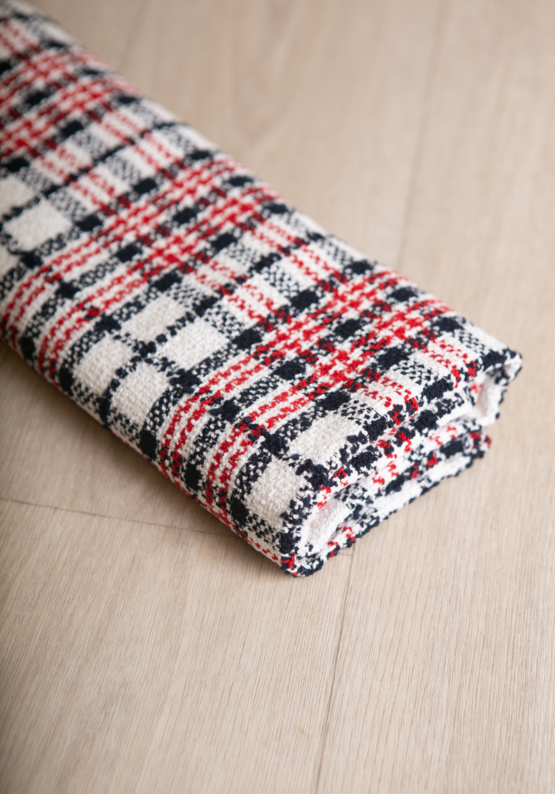 Tissu Tweed Bouclé Tartan - Laine & Coton