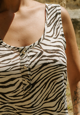 Tissu popeline de viscose imprimée Savage - Tigre Cumin ou Blanc Zèbre