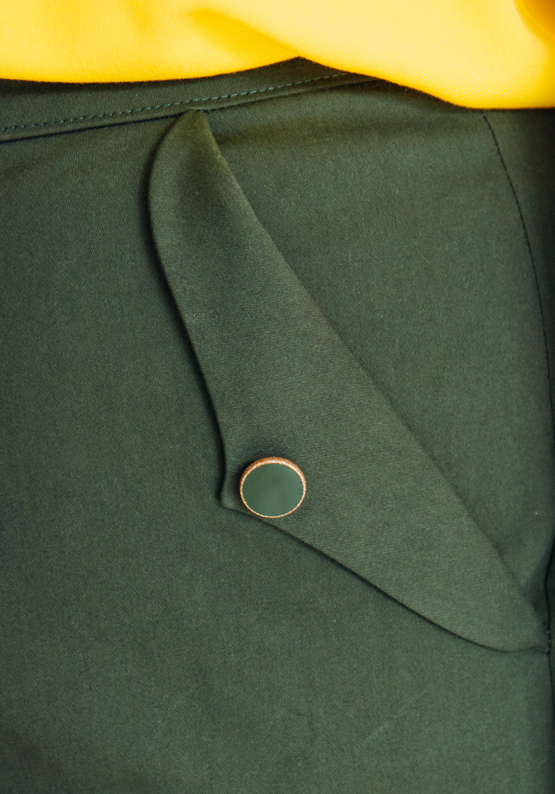 Khaki Dot Button with Gold Glitter