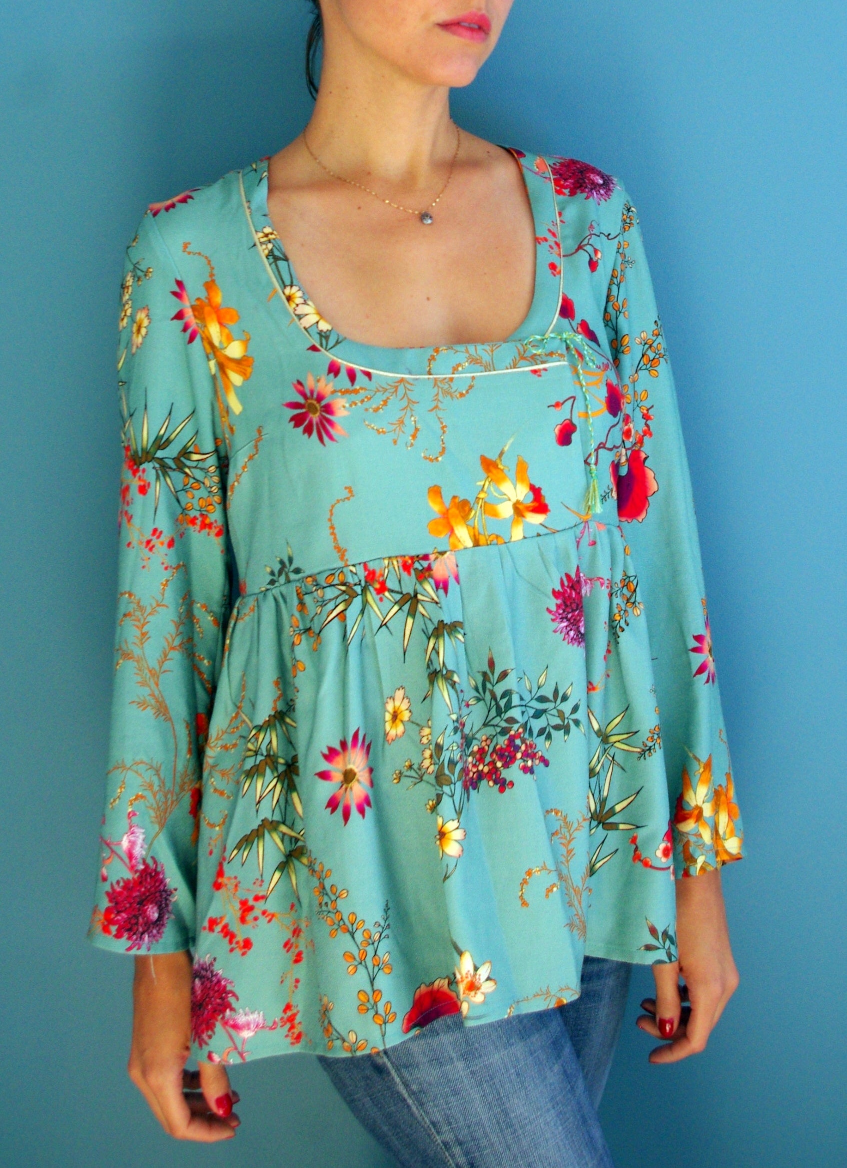 Patron couture robe, blouse encolure carrée Sybil / PDF (A4, A3, A0, US Letter) - Cadres, Calques par Taille, Vidéoprojection