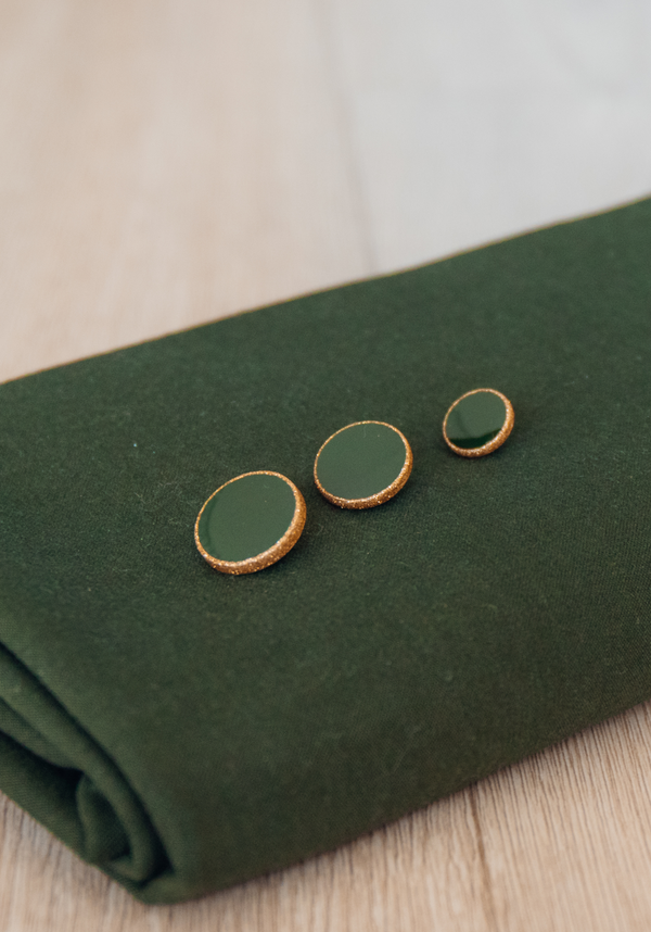 Khaki Dot Button with Gold Glitter