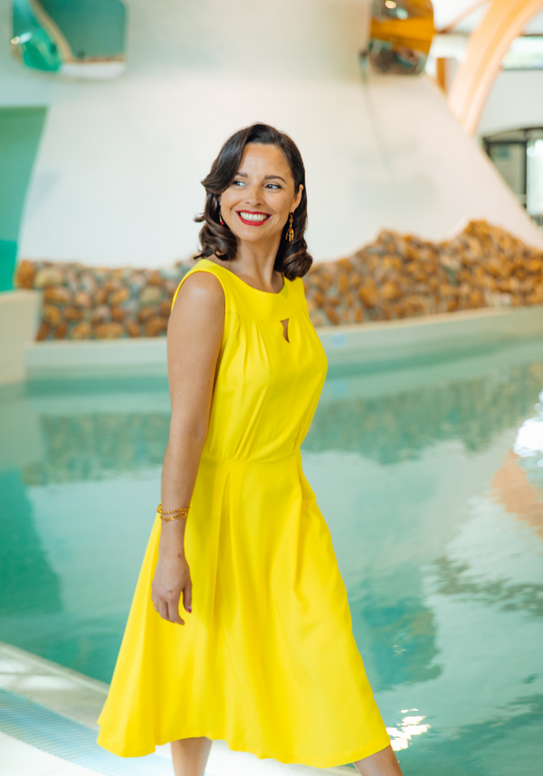 COUPON sergé de viscose uni jaune Fizz
