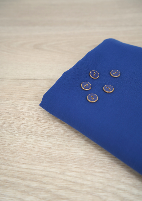 Bouton Bleu Cobalt à paillettes dorées 12 mm