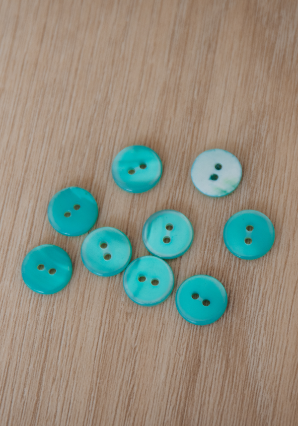 Bouton nacre Bleu Lagon 11 mm