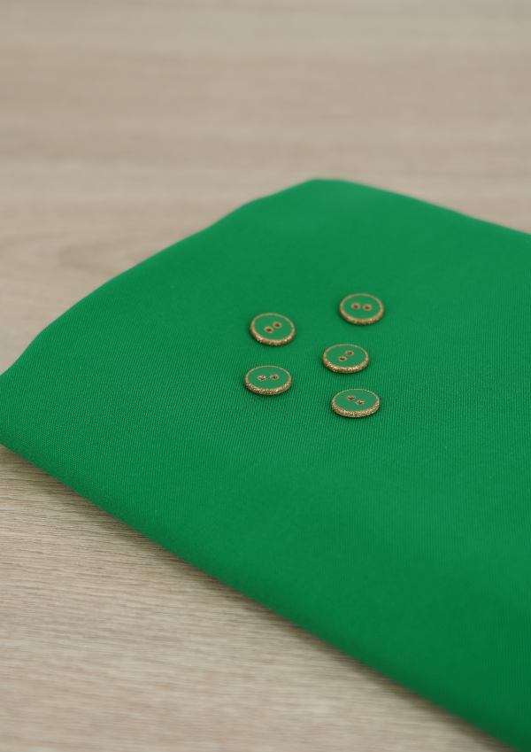 Very Green button with gold glitter 12 mm