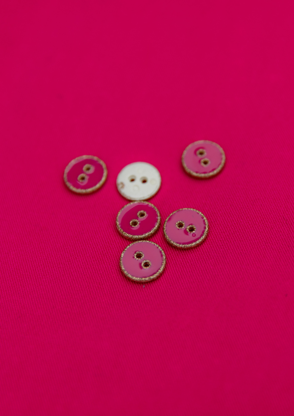 12mm Gold Glitter Shocking Rose Button