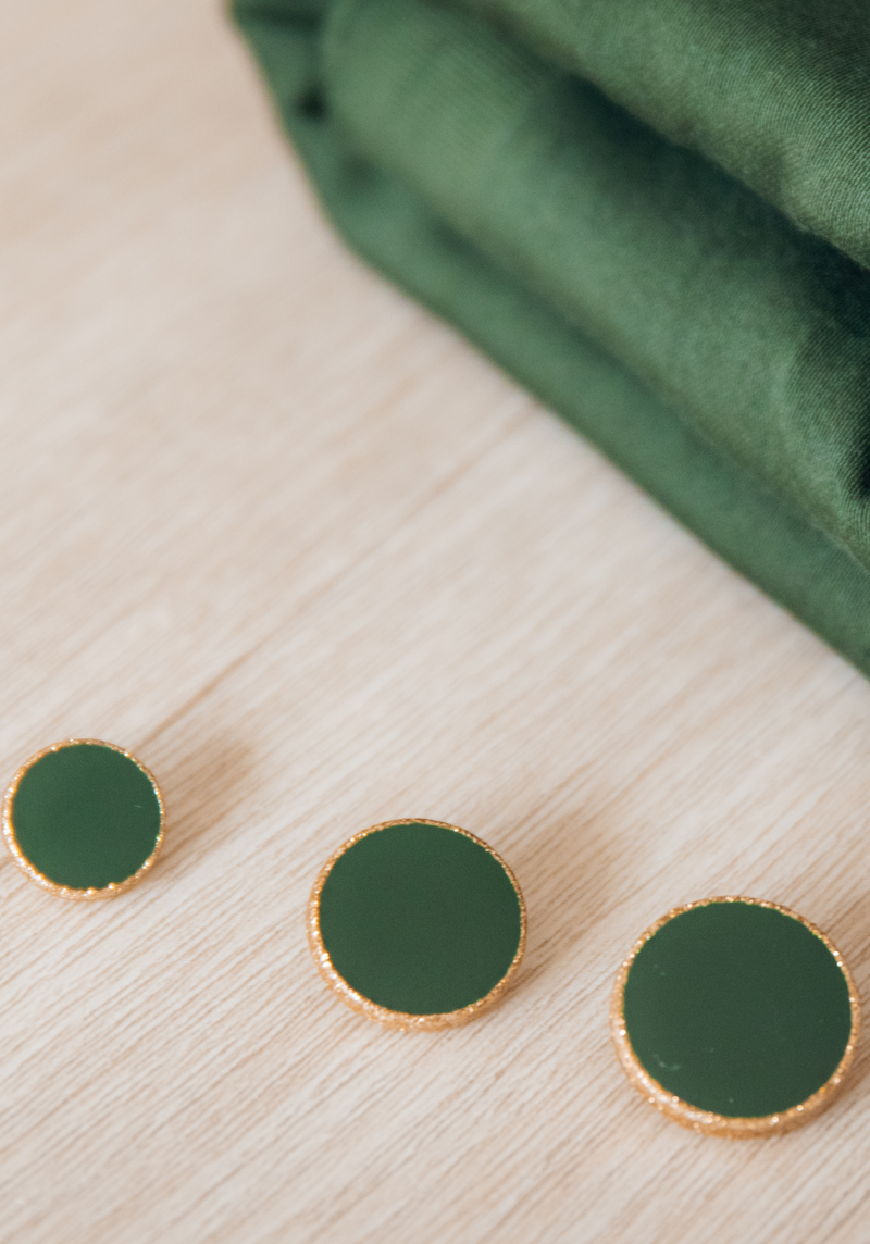 Khaki Dot Button with Gold Glitter