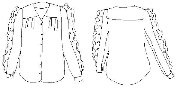 Keats Blouse Sewing Pattern / PDF (A4, A3, A0, US Letter) - Frames, Layers by Size, Video Projection