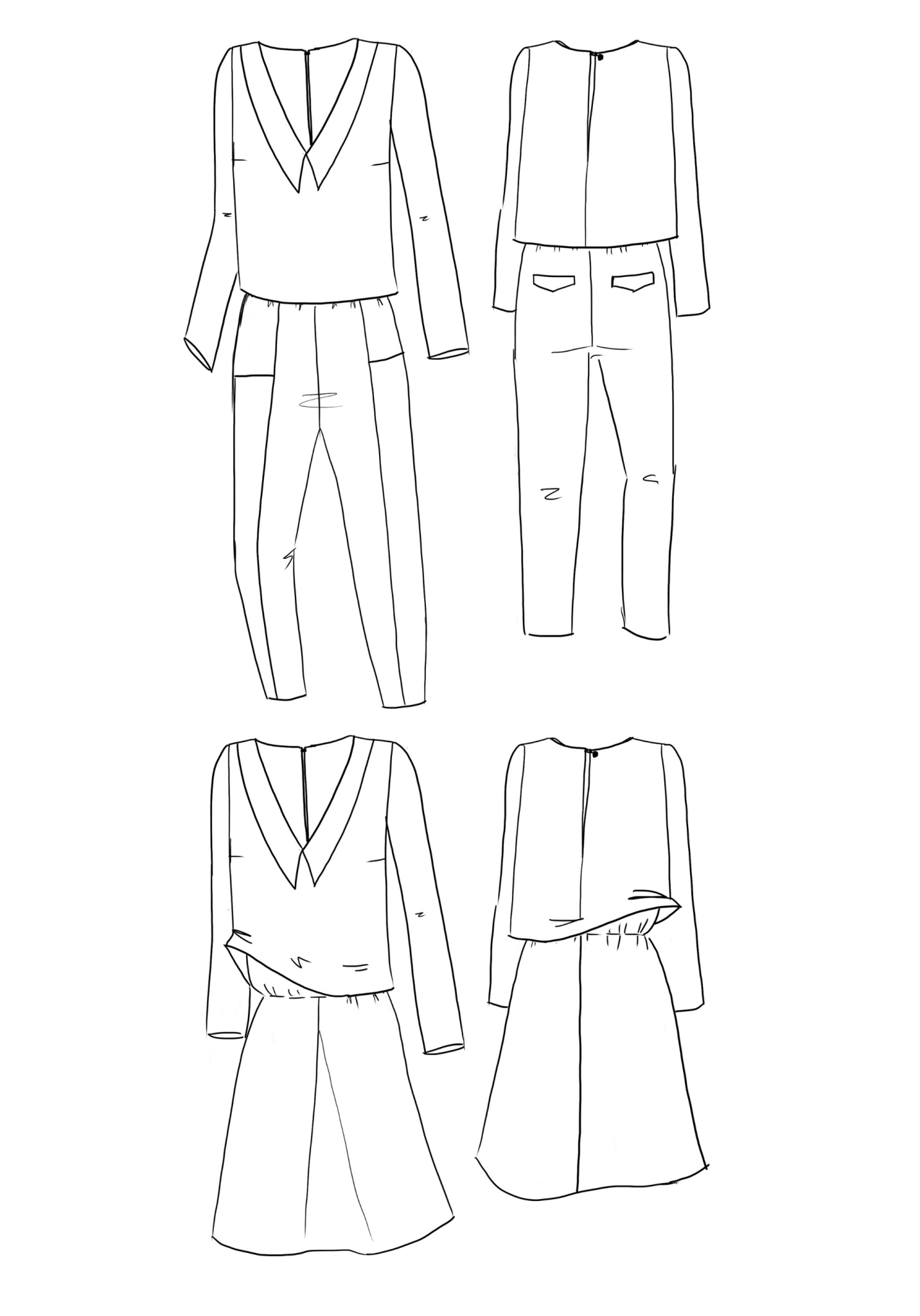 Patron couture combinaison, robe Faye / PDF (A4, A3, A0, US Letter) - Cadres, Calques par Taille, Vidéoprojection - Maison Fauve