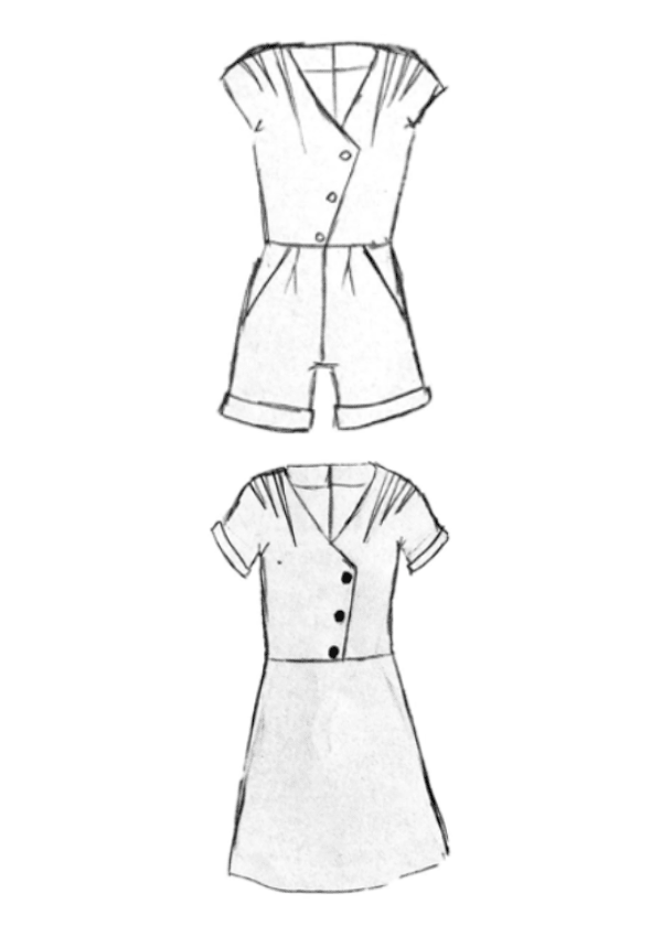 Patron couture combishort, robe Eclipse / PDF (A4, A3, A0, US Letter) – Tailles 34 à 56 – Cadres, Calques par Taille, Vidéoprojection - Maison Fauve