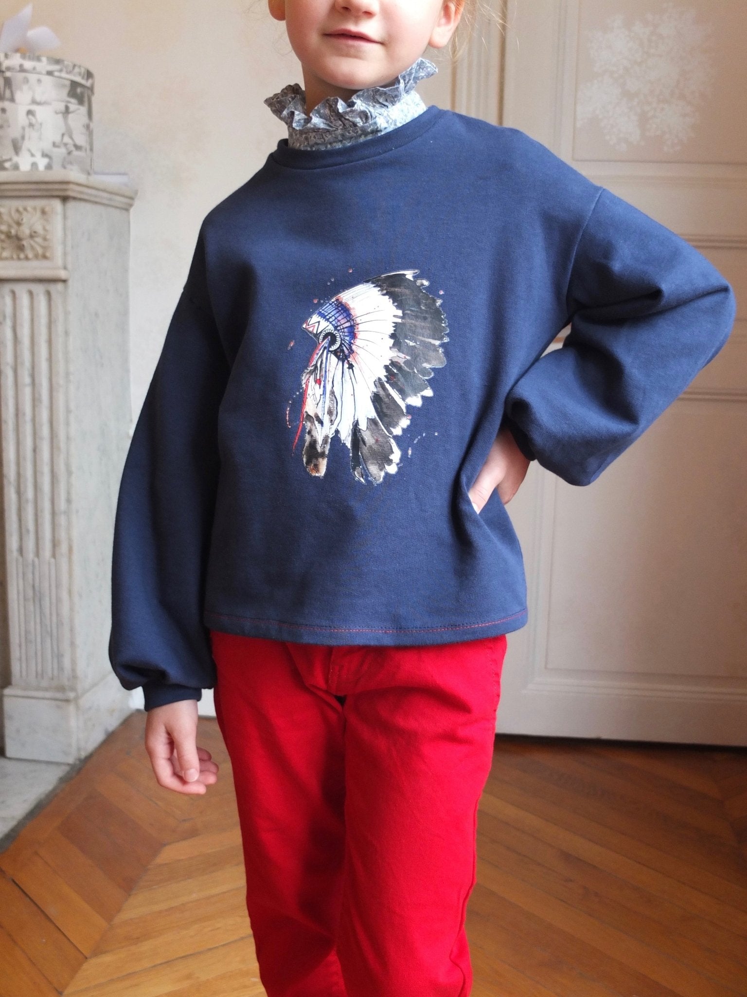 Patron couture sweat enfant Miss Granite / PDF (A4, A3, A0, US Letter) - Cadres, Calques par Taille, Vidéoprojection - Maison Fauve