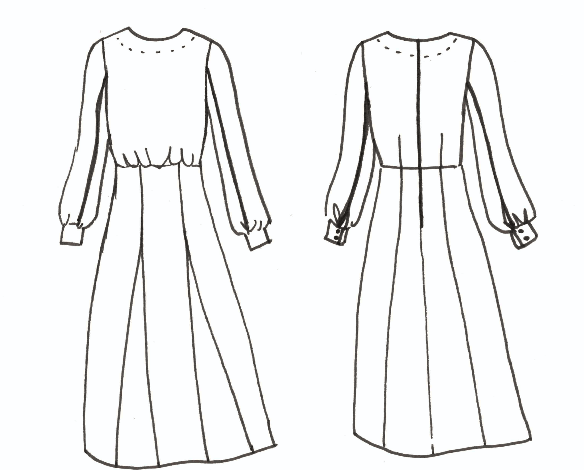 Patron robe longue Sonia / PDF (A4, A3, A0, US Letter) - Cadres, Calques par Taille, Vidéoprojection - Maison Fauve