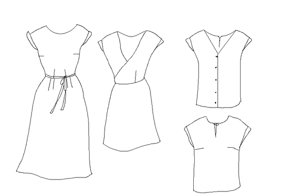 Patron couture robe, top Leaf / PDF (A4, A3, A0, US Letter) - Cadres, Calques par Taille, Vidéoprojection