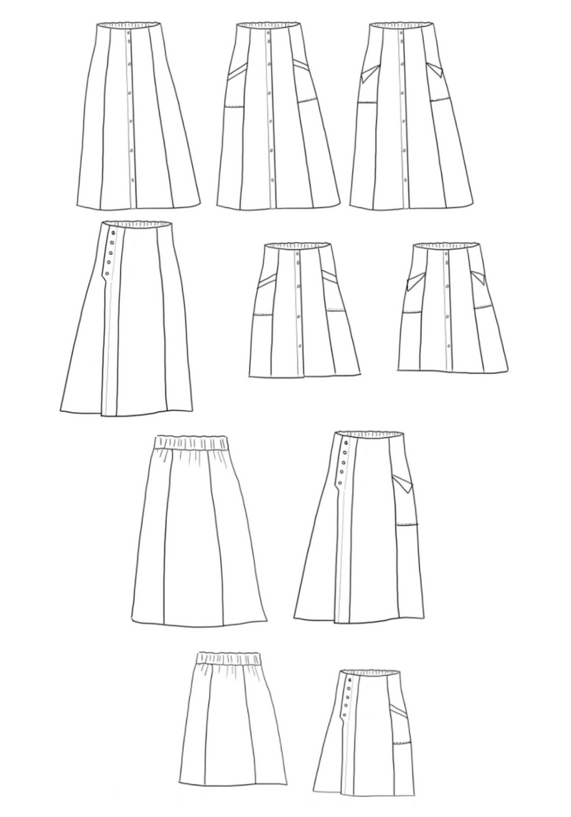 Patron couture jupe Kim / PDF (A4, A3, A0, US Letter) - Cadres, Calques par Taille, Vidéoprojection