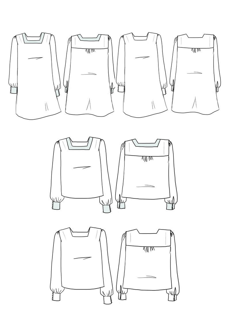 Patron robe, blouse Lauren / Patron PDF (A4, A3, A0 et US letter)