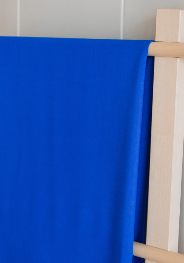 Tissu sergé de viscose uni Bleu Cobalt - par 10 cm